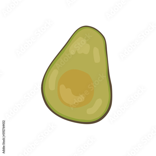 Illustration of half an avocado. Isolated on white background.