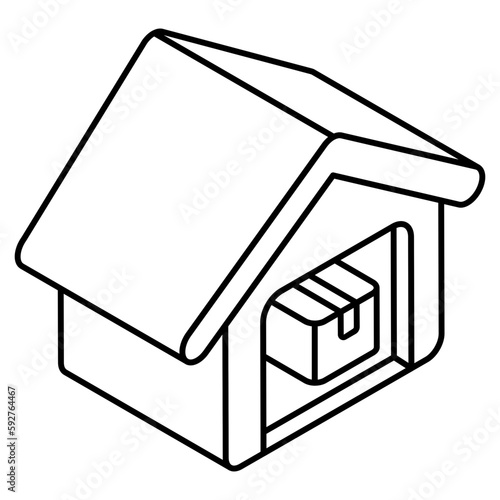 Flat design icon of warehouse