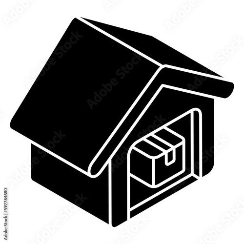 Flat design icon of warehouse