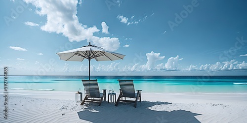illustration of a beautiful beach in summer © saltacekias