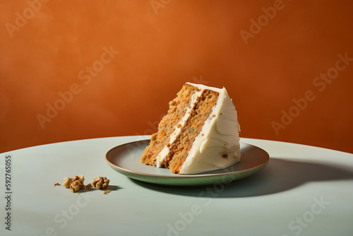 Classic Carrot Cake with Fluffy Cream Cheese Frosting. Generative AI