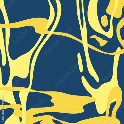 Traditional Ukrainian colors are yellow and blue. Abstract background with wavy relief lines. The beauty of natural relief lines in colorful horizontal lines. Wavy pattern of stripes of different thic