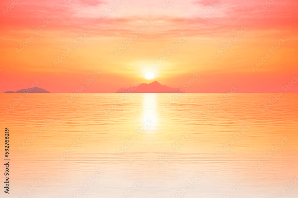 Nascer do Sol Deslumbrante na Praia com Céu Laranja e Rosa