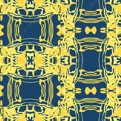 Traditional Ukrainian colors are yellow and blue. Abstract background with wavy relief lines. The beauty of natural relief lines in colorful horizontal lines. Wavy pattern of stripes of different thic
