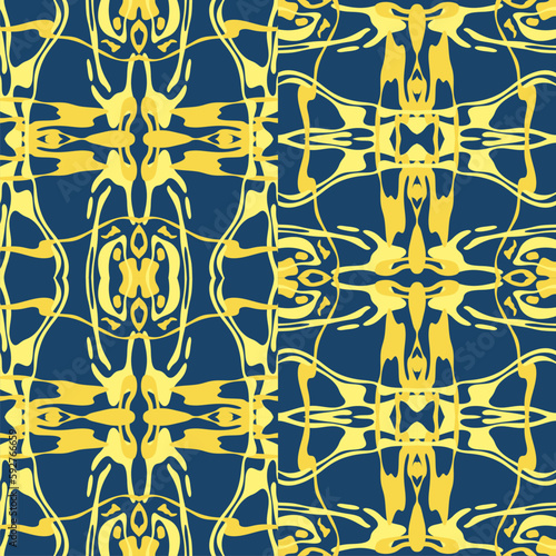 Traditional Ukrainian colors are yellow and blue. Abstract background with wavy relief lines. The beauty of natural relief lines in colorful horizontal lines. Wavy pattern of stripes of different thic