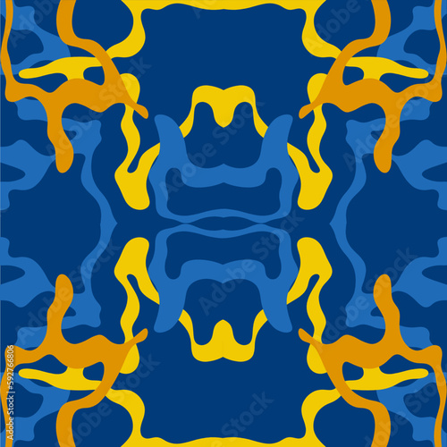 Traditional Ukrainian colors are yellow and blue. Abstract background with wavy relief lines. The beauty of natural relief lines in colorful horizontal lines. Wavy pattern of stripes of different thic