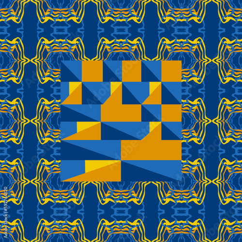 Traditional Ukrainian colors are yellow and blue. Abstract background with wavy relief lines. The beauty of natural relief lines in colorful horizontal lines. Wavy pattern of stripes of different thic