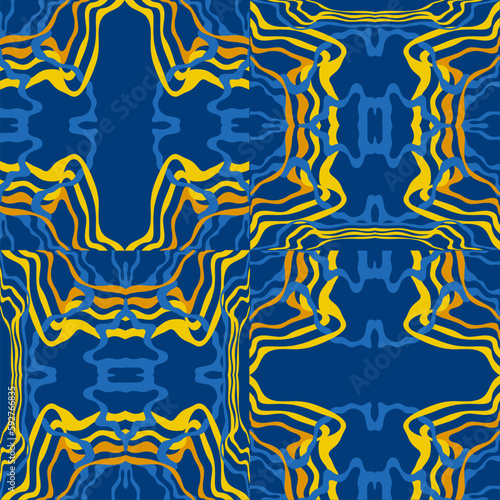 Traditional Ukrainian colors are yellow and blue. Abstract background with wavy relief lines. The beauty of natural relief lines in colorful horizontal lines. Wavy pattern of stripes of different thic