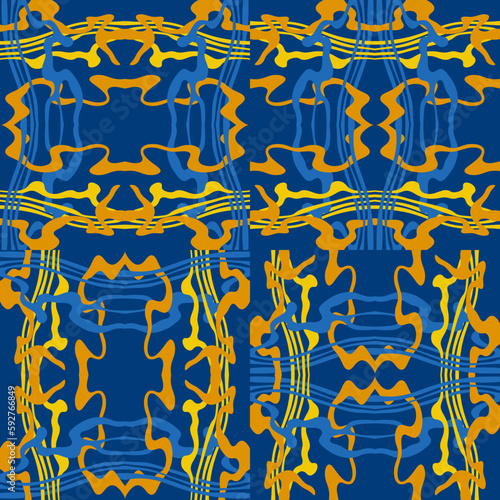 Traditional Ukrainian colors are yellow and blue. Abstract background with wavy relief lines. The beauty of natural relief lines in colorful horizontal lines. Wavy pattern of stripes of different thic