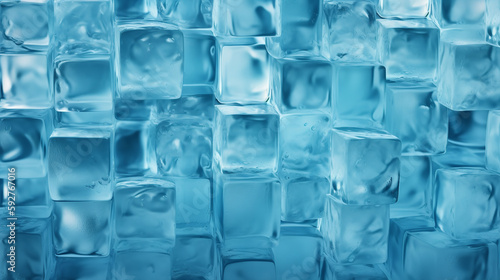 Blue ice cube wall background