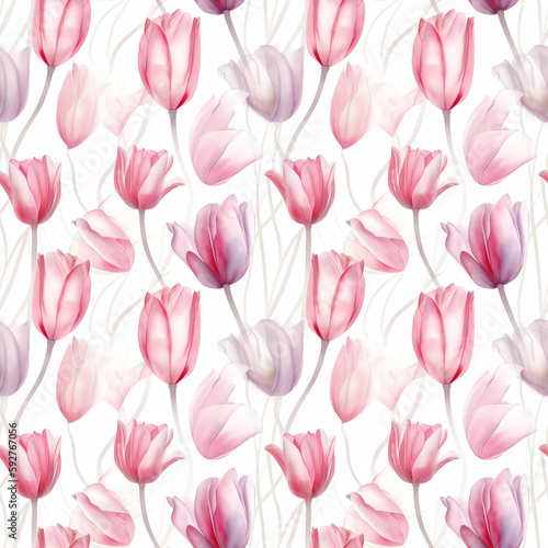 Tulips- Seamless Floral Print - Seamless Watercolor Pattern Flowers - perfect for wrappers  wallpapers  postcards  greeting cards  wedding invitations  romantic events.