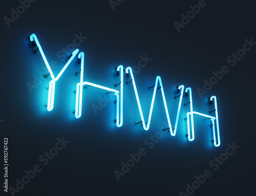 Neon YHWH Glowing 3D Illustrated Sign on Wall photo