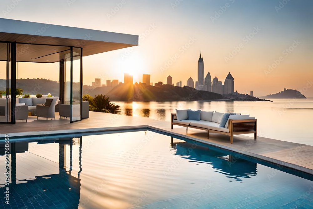 Fototapeta premium Infinity Pool mit Cocktailbar