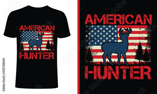 American Hunter t shirt design . Deer with USA Flag t-shirt design