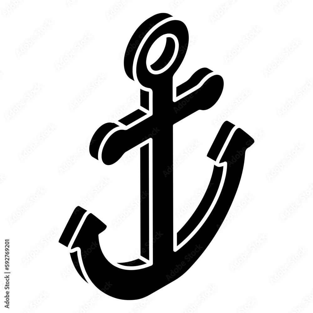 A flat design icon of ship anchor A flat design icon of ship anchor
