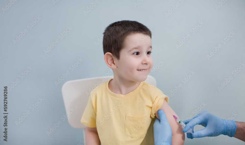 Vaccination concept with child in clinic Vaccination concept with child in clinic