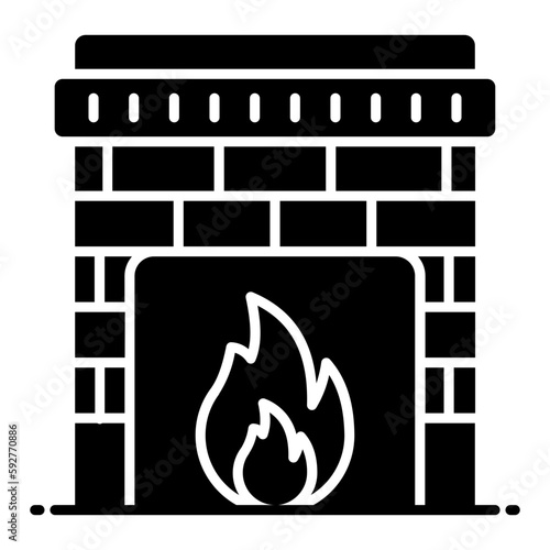 Fireplace Glyph Icon