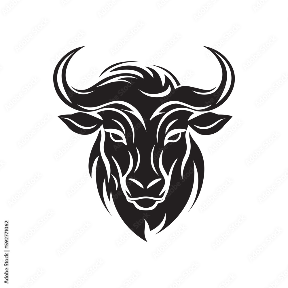 A minimalistic abstract bull head logo in a simple art style. A minimalistic abstract bull head logo in a simple art style.