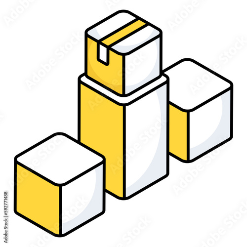 An editable design icon of cartons