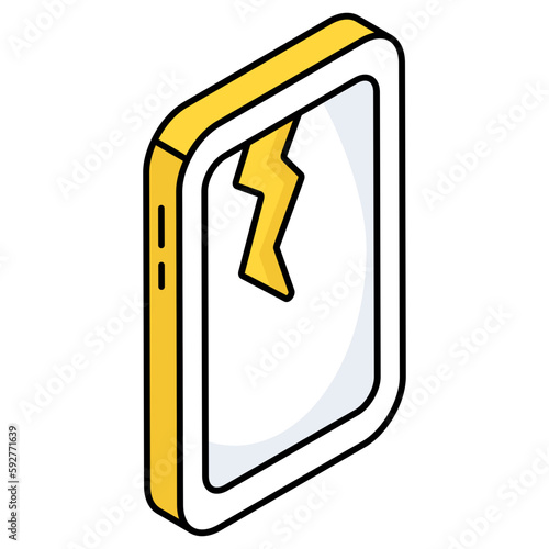 Creative design icon of cracked phone 