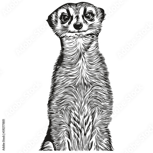 Meerkat vector illustration line art drawing black and white Meerkats