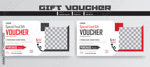Special Food Gift voucher template, discount delicious burger voucher design, Gift coupon voucher template for restaurant. flyer brochure vector, advertisements for sailing food on coupon discount.