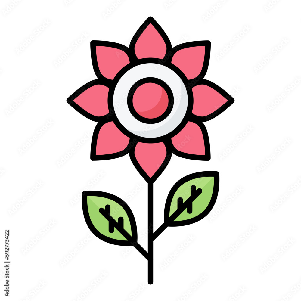 Flower Line Color Icon Flower Line Color Icon