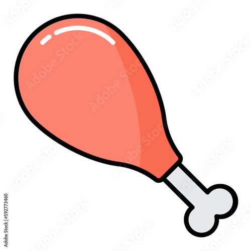 Chicken Leg Line Color Icon