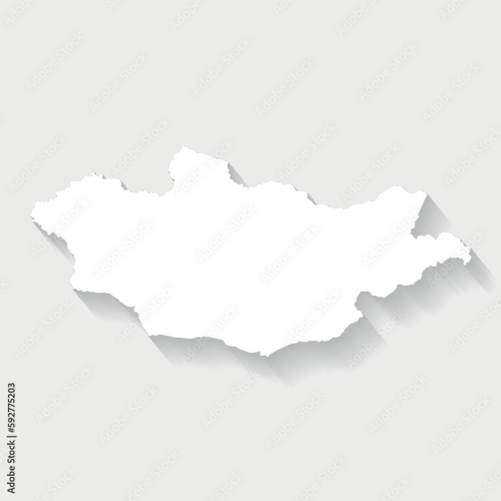 Simple white Mongolio map on gray background, vector, illustration, eps 10 file