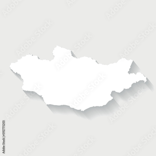 Simple white Mongolio map on gray background  vector  illustration  eps 10 file