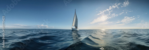 sailing yacht in the sea on a sunny day .concept of travel and sailing. generative AI