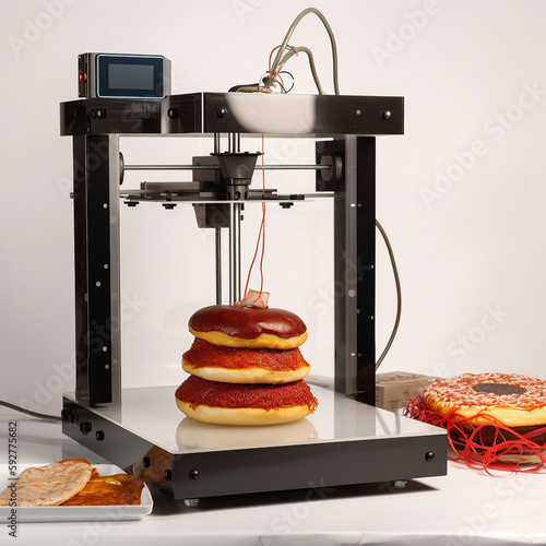 Food prepared by a 3D printer, Generative AI. High quality photo photo