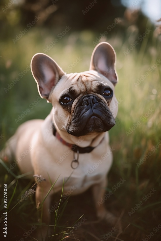 French Bulldog Sitting In The Grass Portrait