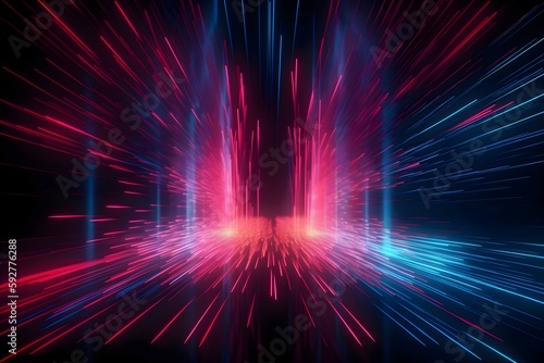 3d render, synthwave abstract background. Cyber space/Laser show/Futuristic wallpaper