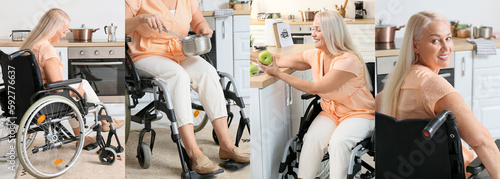 Collage of mature woman wit...