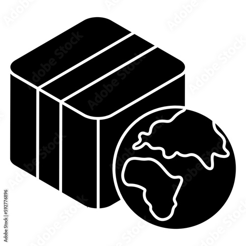 A flat design icon of global parcel  