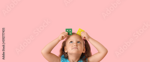 Funny little girl with bloc...