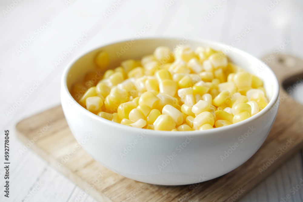 Sweet corns in a bowl on table , Sweet corns in a bowl on table ,