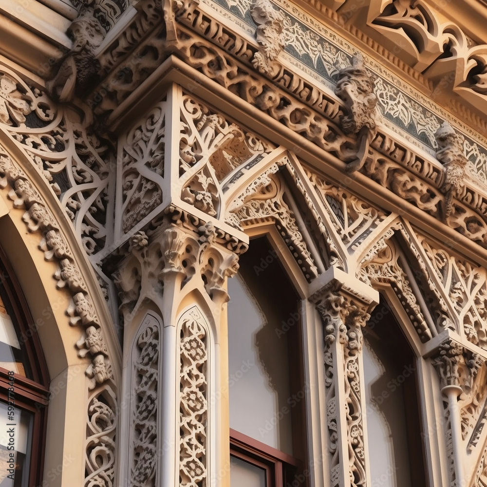 historic building such as ornate carvings, made with AI