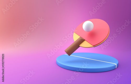 Playing Table Tennis. 3D Illustration