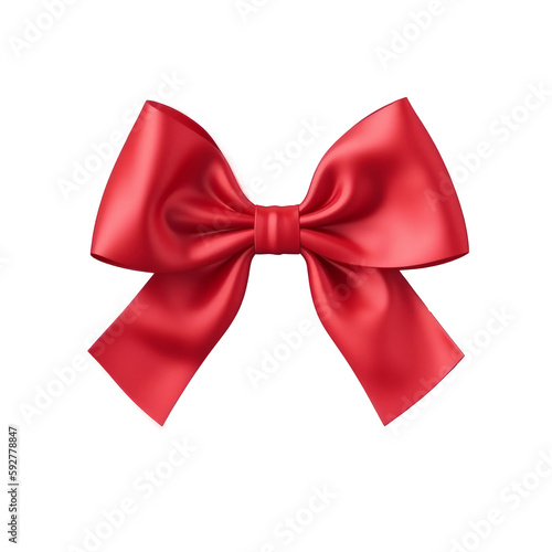 Red Isolated bow. Illustration AI Generative.