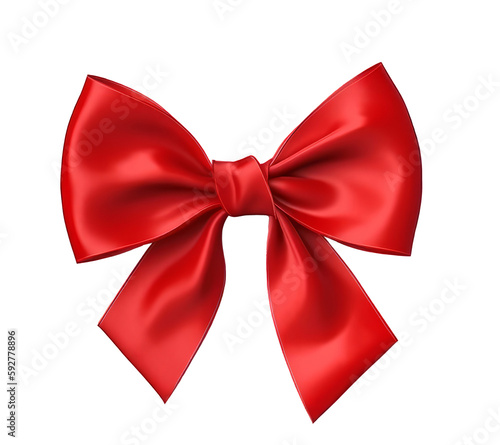 Red Isolated bow. Illustration AI Generative.