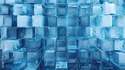 Cool Blue Ice Cube Wall Background - A Freeze of Fresh Water Texture, Generative AI