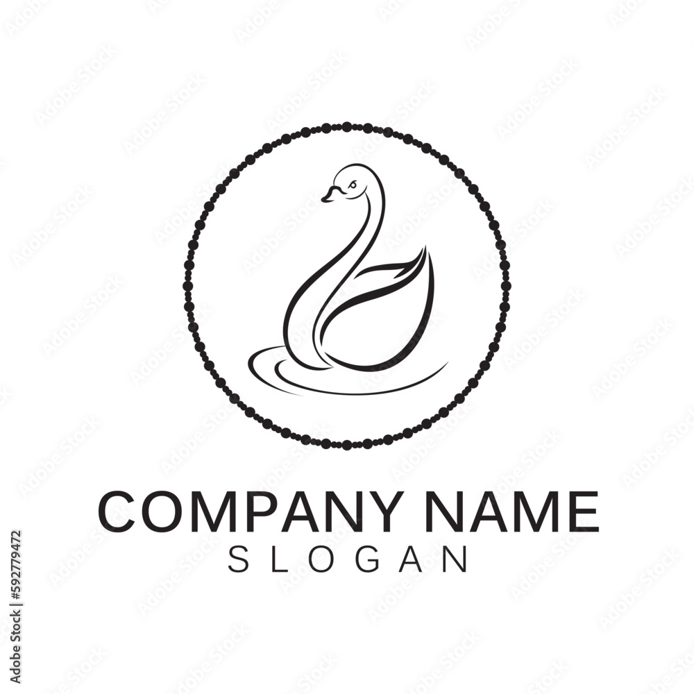 Swans art logo vector design concept Swans art logo vector design concept