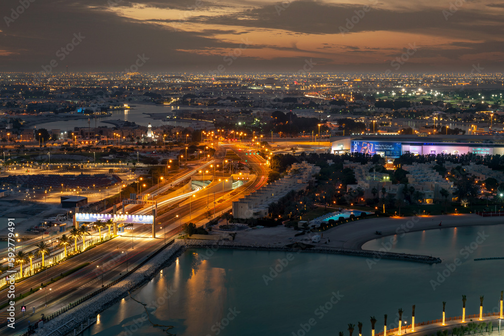  Pearl Qatar Bridge and underpass aerial vi