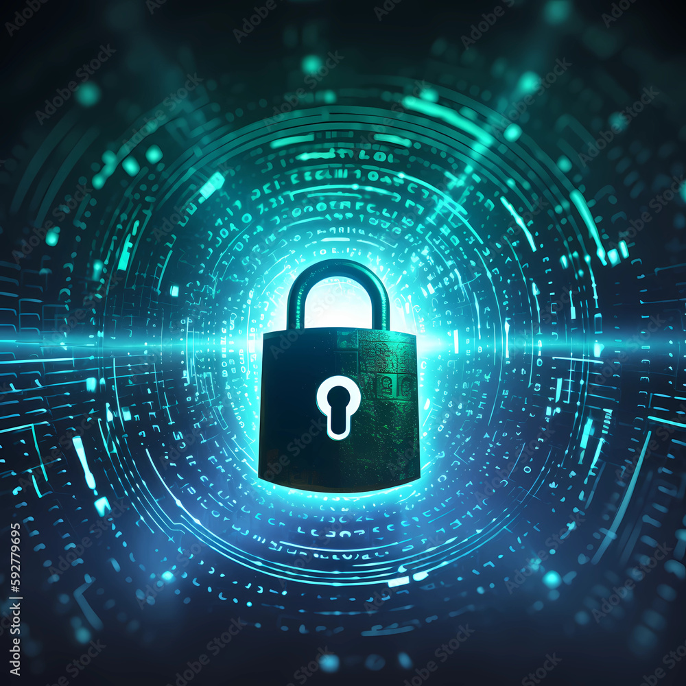 lock with binary code, representing the importance of encryption in cybersecurity, made with AI lock with binary code, representing the importance of encryption in cybersecurity, made with AI