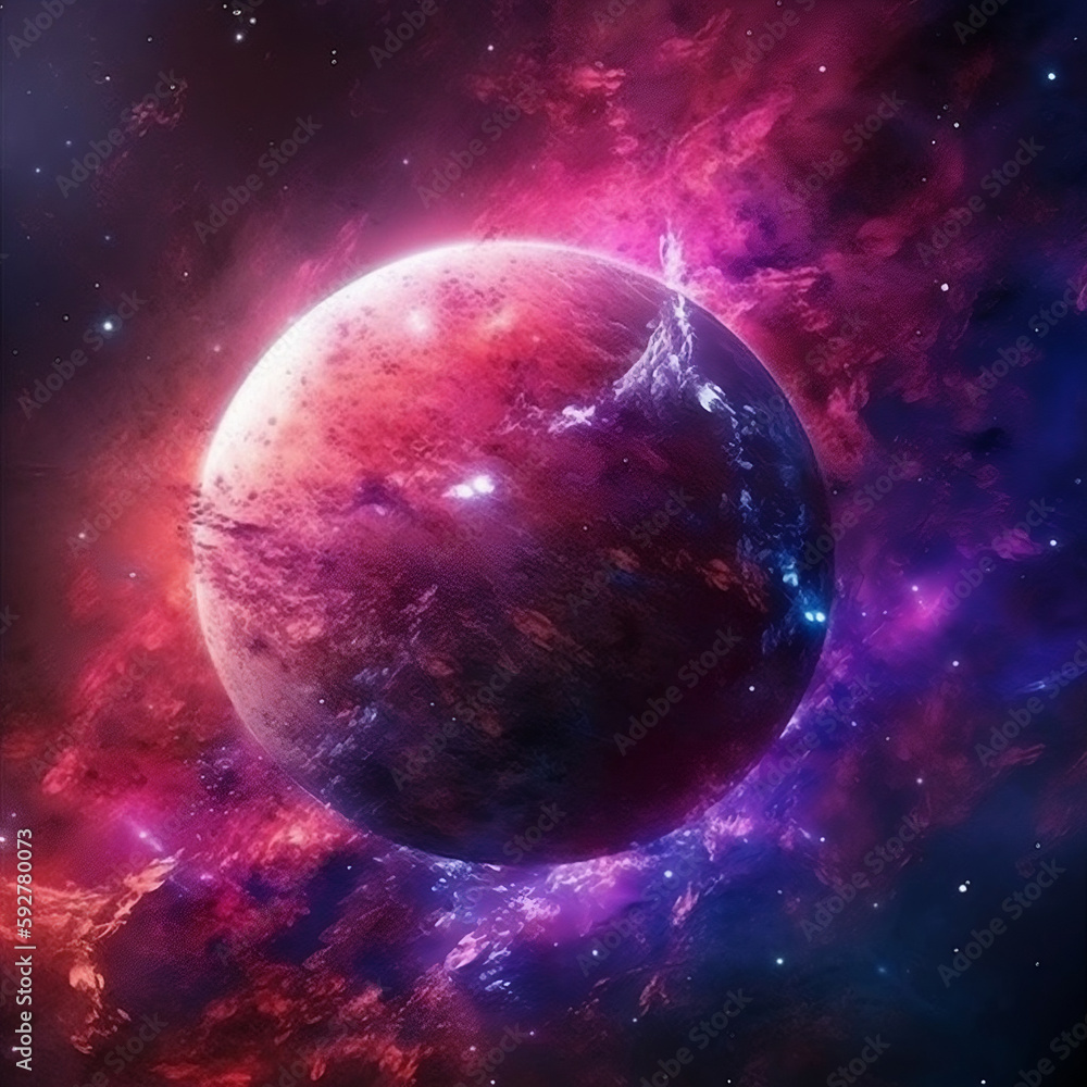 Fototapeta premium Pink and blue planet