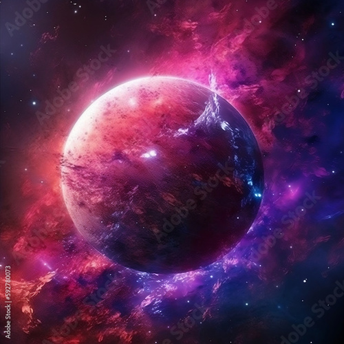 Pink and blue planet