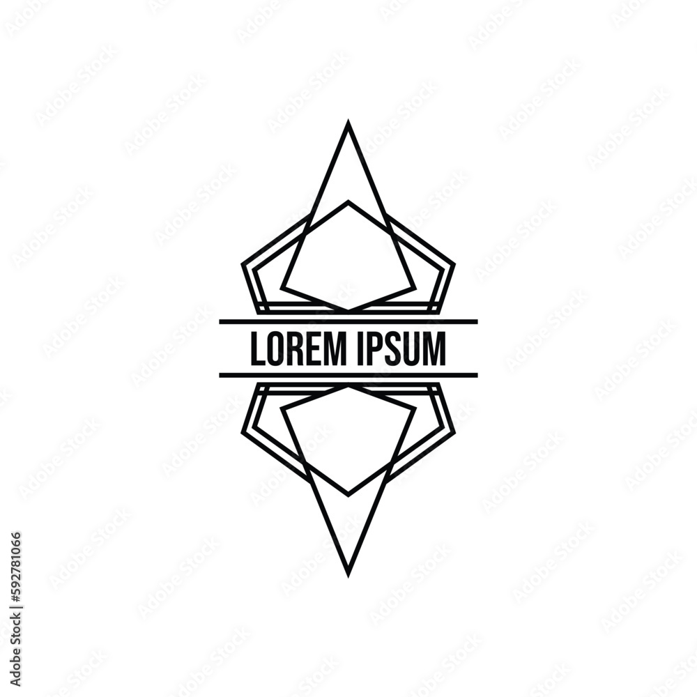 Black hexagonal line art vector illustration design element with text isolated on white background Black hexagonal line art vector illustration design element with text isolated on white background