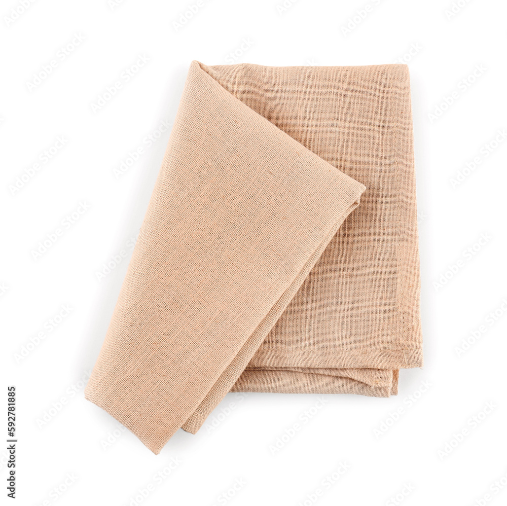 New folded napkin isolated on white background New folded napkin isolated on white background